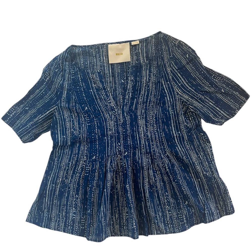 Anthropologie Maeve pleated shirt Sz US 8 - Picture 2 of 7